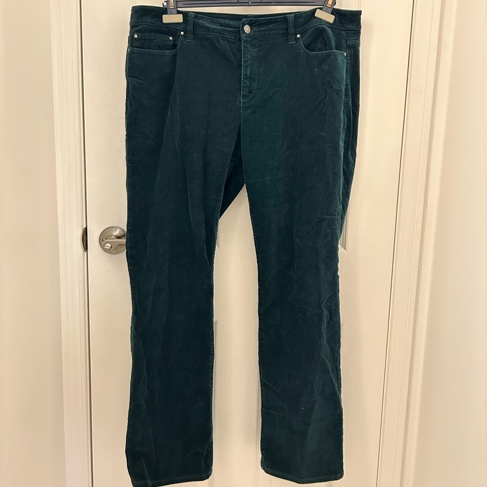 Ann Taylor Signature Fit Dark Teal Corduroy Pants, Sz 16